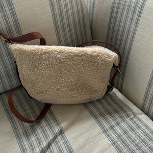 Cozy Shearling Crossbody Bag - Cream